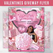 Giveaway Flyer For Valentines Day, DIY Flyer Template Design, February Raffle Flyer, Valentine's Giveaway Ticket Flyer, Canva Editable Flyer