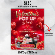 Valentine Pop Up Shop Flyer, Valentine Event Flyer Template, Pop Up Shop Flyer, Cute Valentine's Day Flyer, February Event Pop Up Shop Flyer
