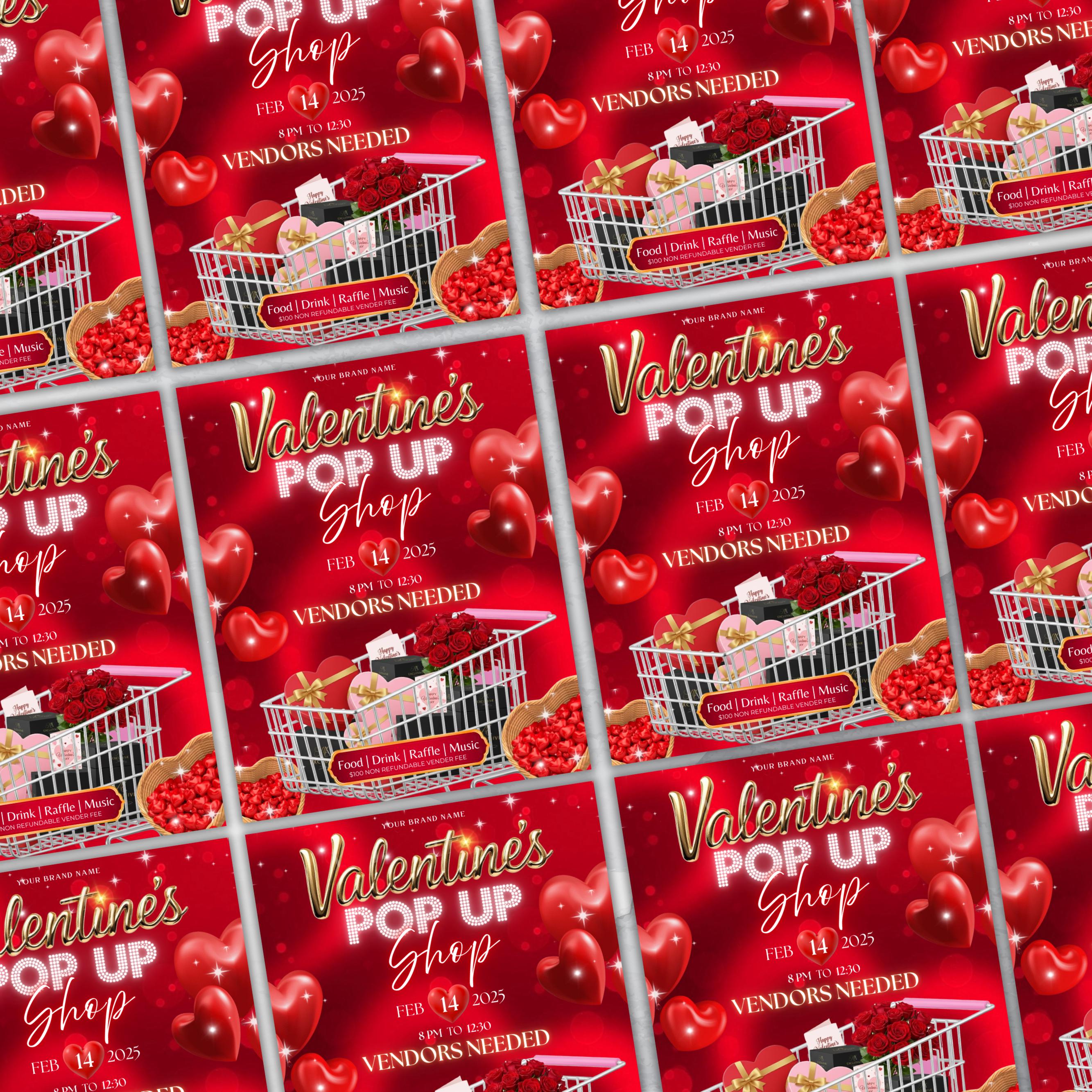 Valentine Pop Up Shop Flyer, Valentine Event Flyer Template, Pop Up Shop Flyer, Cute Valentine's Day Flyer, February Event Pop Up Shop Flyer