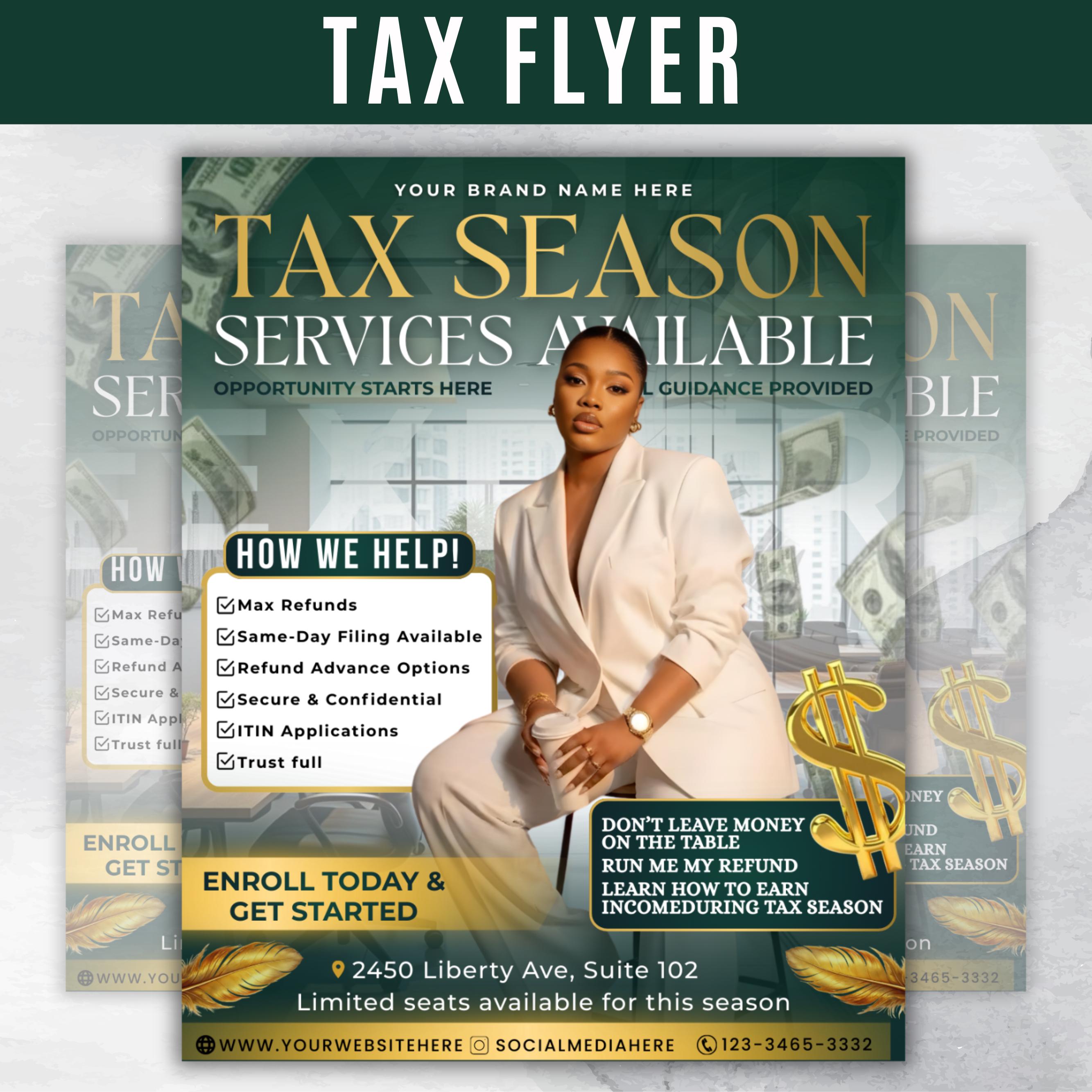 Professional Tax Service Flyer,Tax season, Modern Tax Prep Flyer,Tax Refund Preparation, Accountant Marketing Flyer,Canva Tax Business Flyer