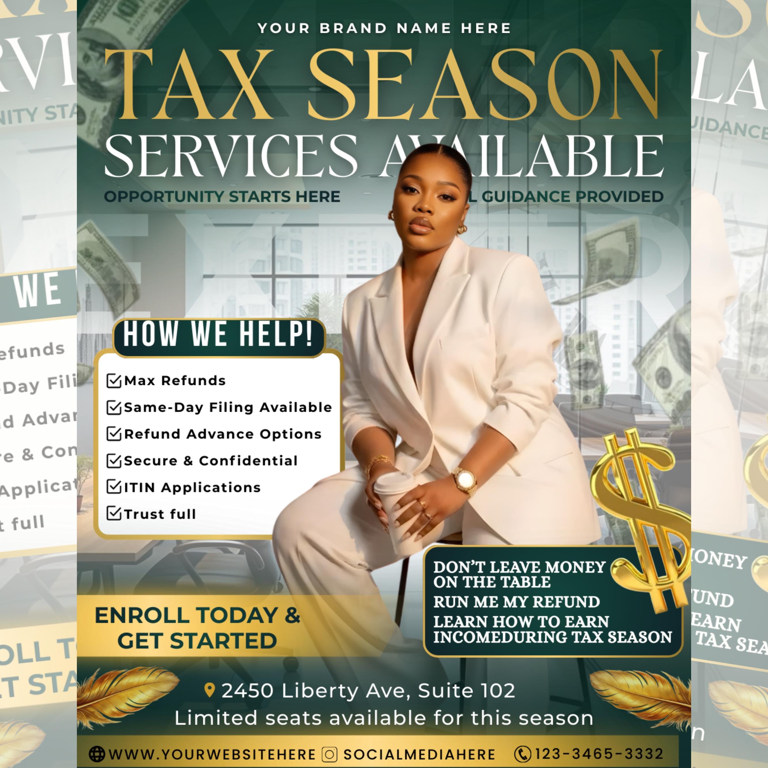 Professional Tax Service Flyer,Tax season, Modern Tax Prep Flyer,Tax Refund Preparation, Accountant Marketing Flyer,Canva Tax Business Flyer