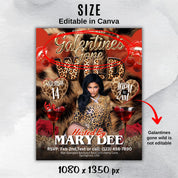 Cheetah Print Galentines Day Party Flyer, Wild Girls Night Party, DJ Nightclub Party Flyer, Canva Editable Leopard Print Girls Party Flyer
