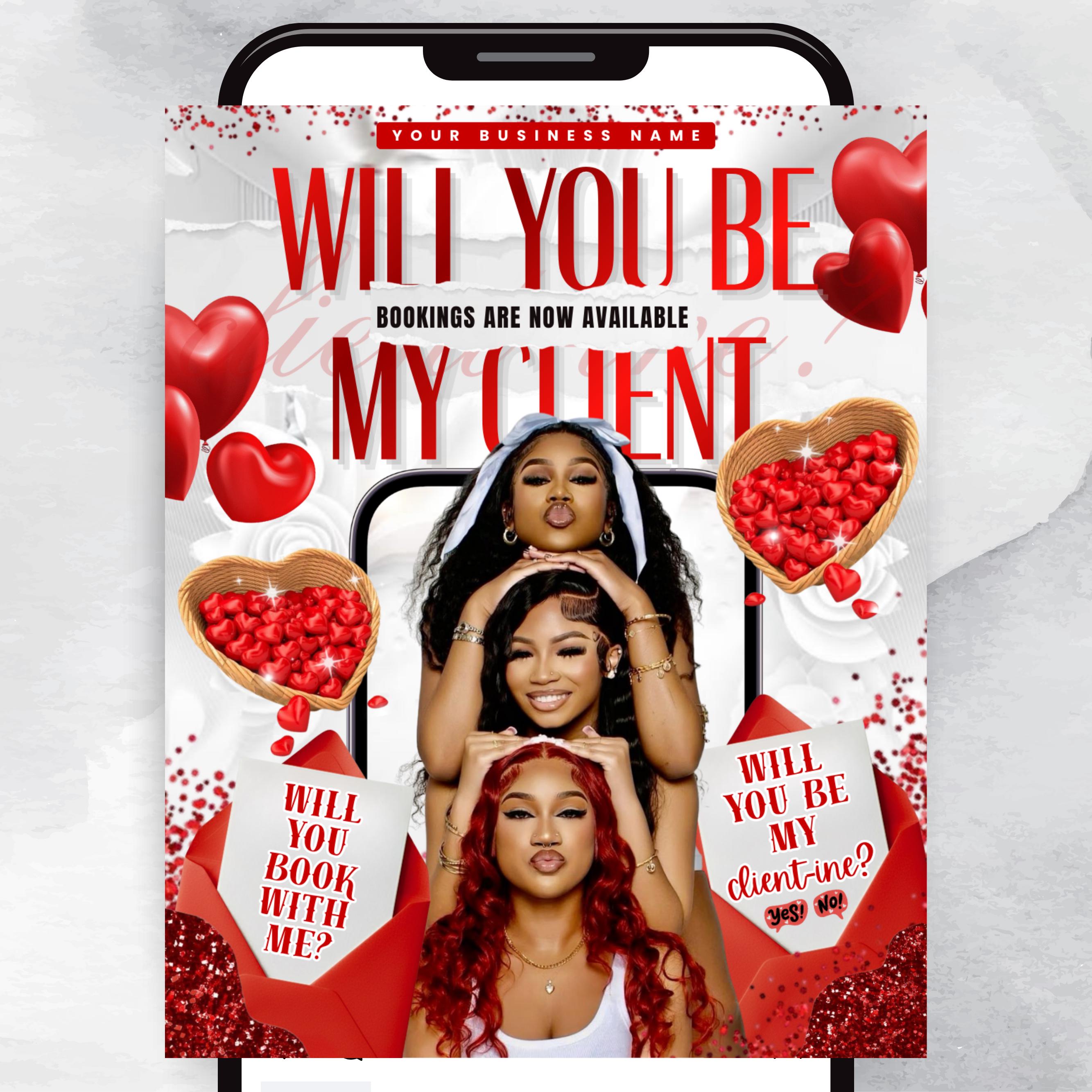 February Booking Flyer Template - Valentine's Day Hair, Lash & Makeup Specials