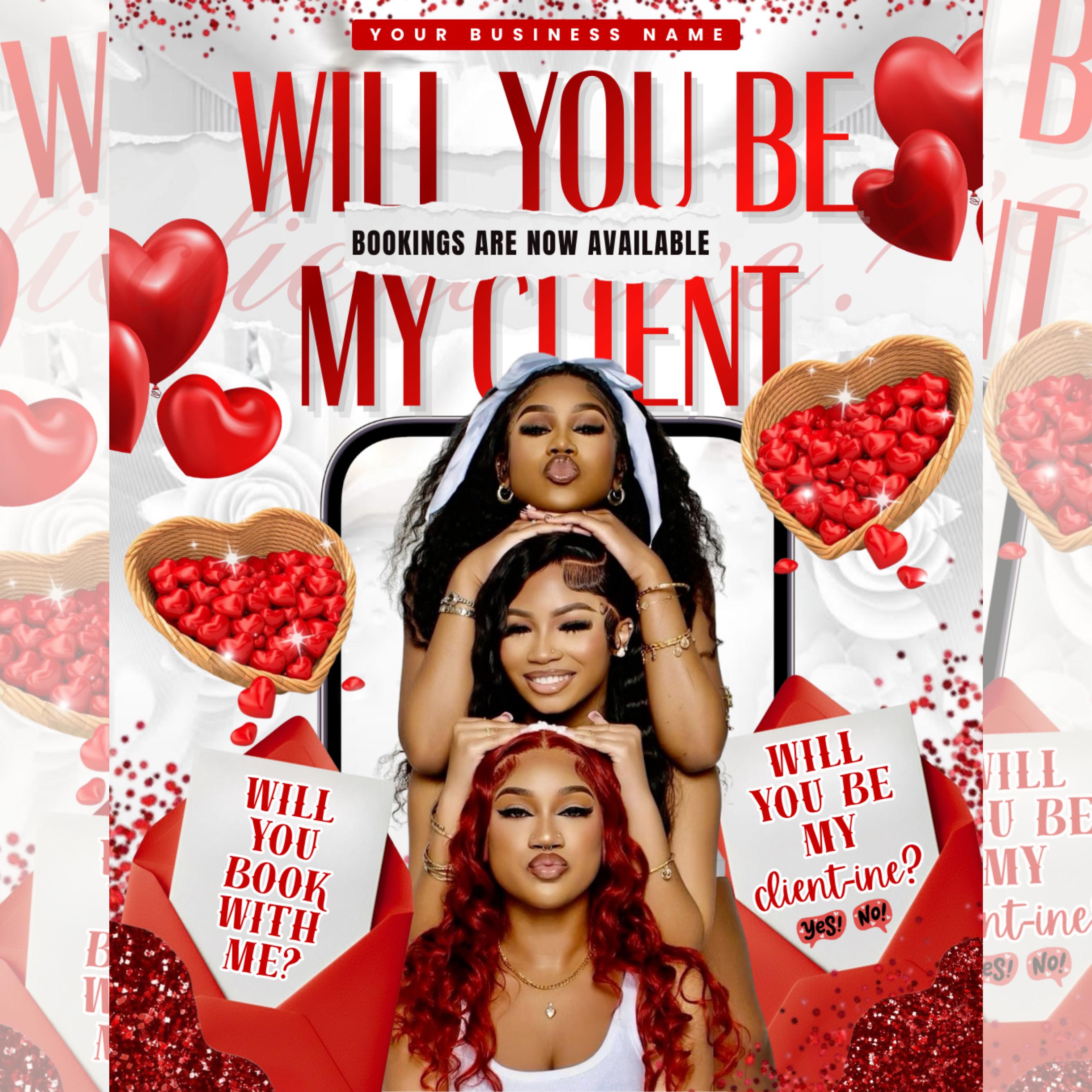 February Booking Flyer Template - Valentine's Day Hair, Lash & Makeup Specials