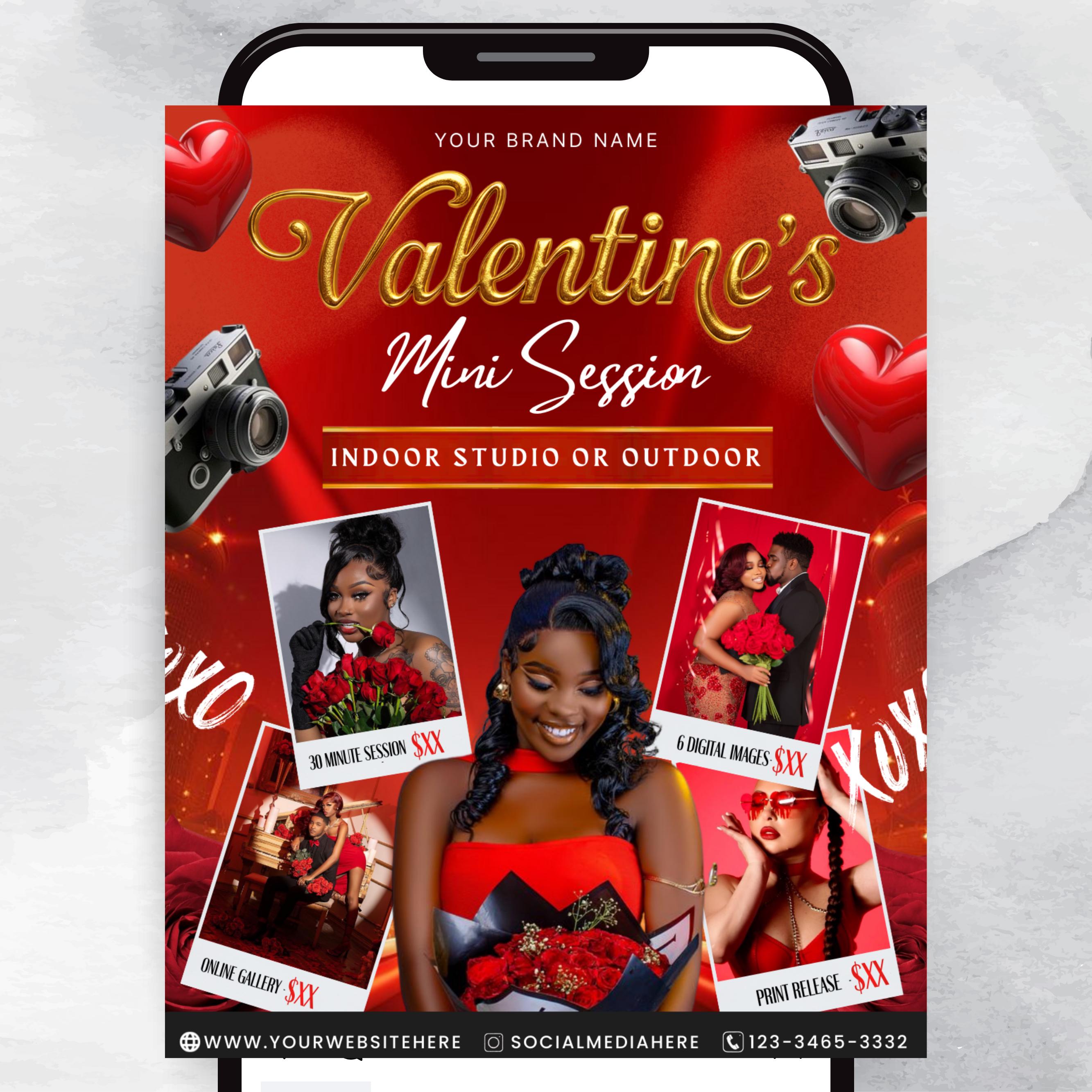 Valentine's Mini Session Photography Flyer Template - Customizable Booking Flyer