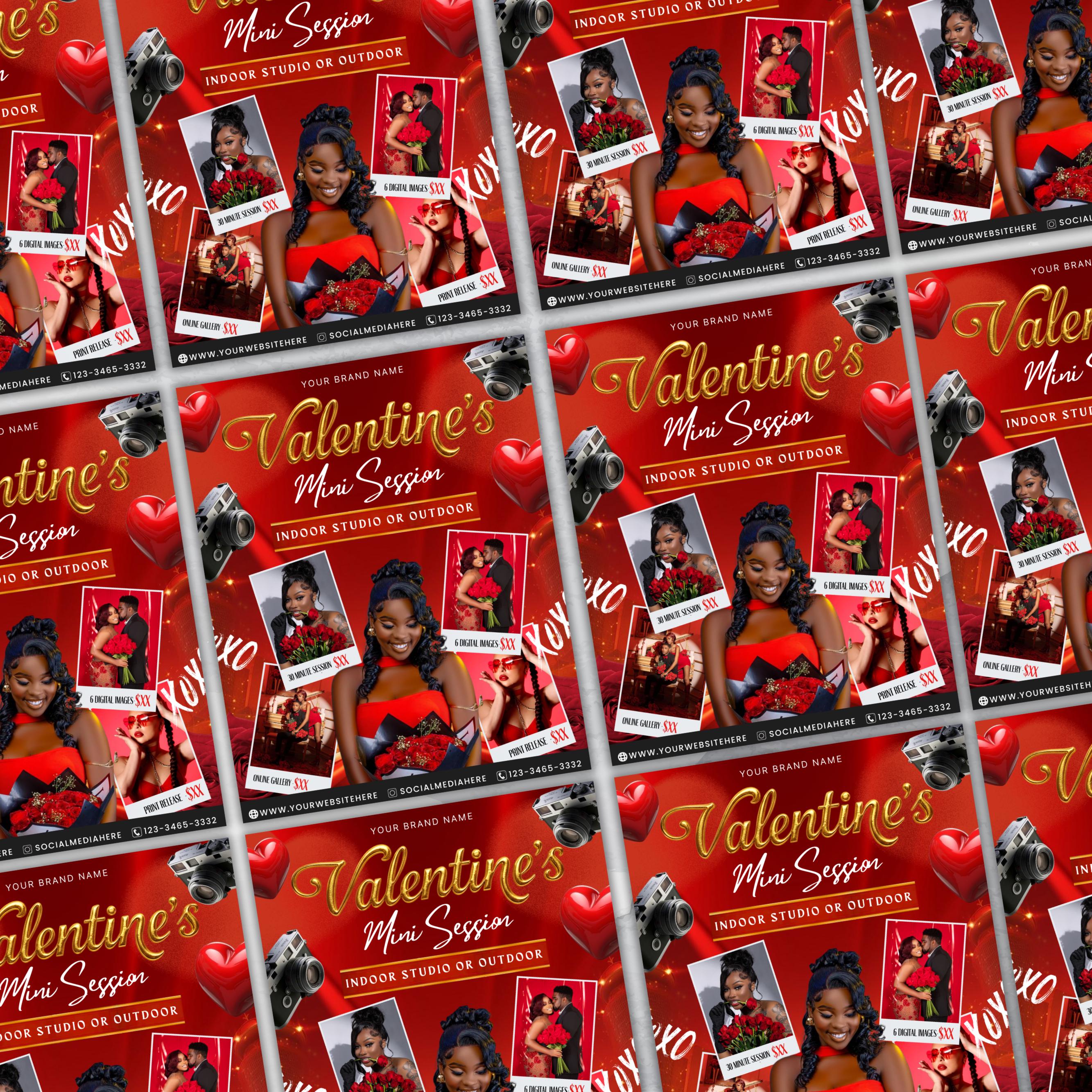 Valentine's Mini Session Photography Flyer Template - Customizable Booking Flyer