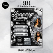 12 Monthly Flyer Bundle, Yearly Booking Flyers, 12 Months Booking Flyers, Yearly Hair Lashes Nails MUA Flyer Bundle, Canva Template