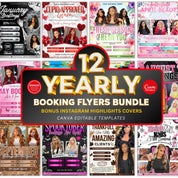 12 Monthly Flyer Bundle, Yearly Booking Flyers, 12 Months Booking Flyers, Yearly Hair Lashes Nails MUA Flyer Bundle, Canva Template