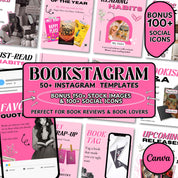 Pink Bookstagram Canva Template,Bookstagram Book Review Template,Author Bookstagram Romance Template,Canva Template Social Media Bookstagram