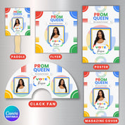 Vote Prom Queen Campagin Bundle, Google Theme Prom Party Favor, Prom Chip Bag, Candy Card Lollipop Tag, Prom Campaign Idea