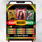 February Booking Flyer, Black History Month Flyer, Black History Hair Lashes Nails MUA Flyer, Canva Template