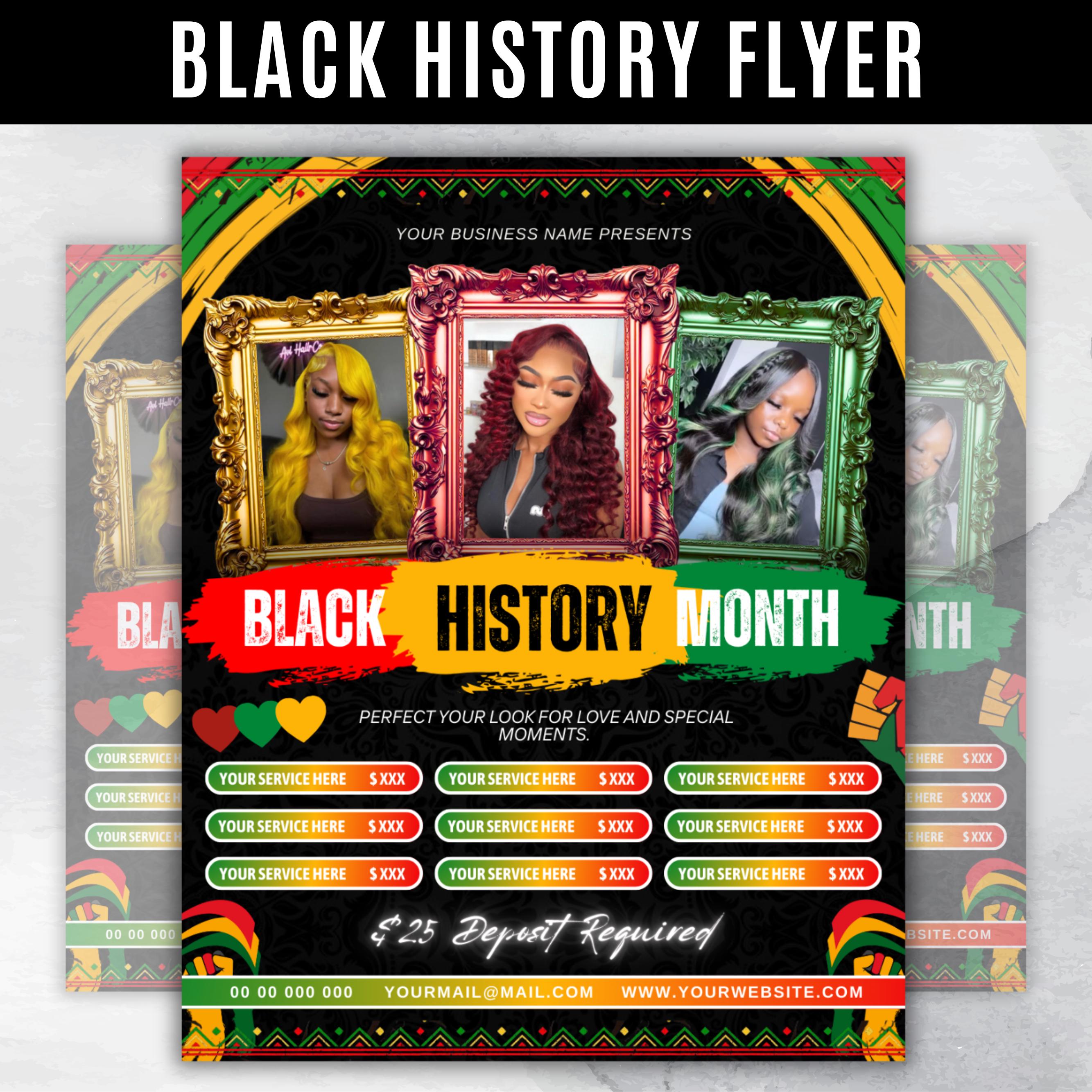 February Booking Flyer, Black History Month Flyer, Black History Hair Lashes Nails MUA Flyer, Canva Template