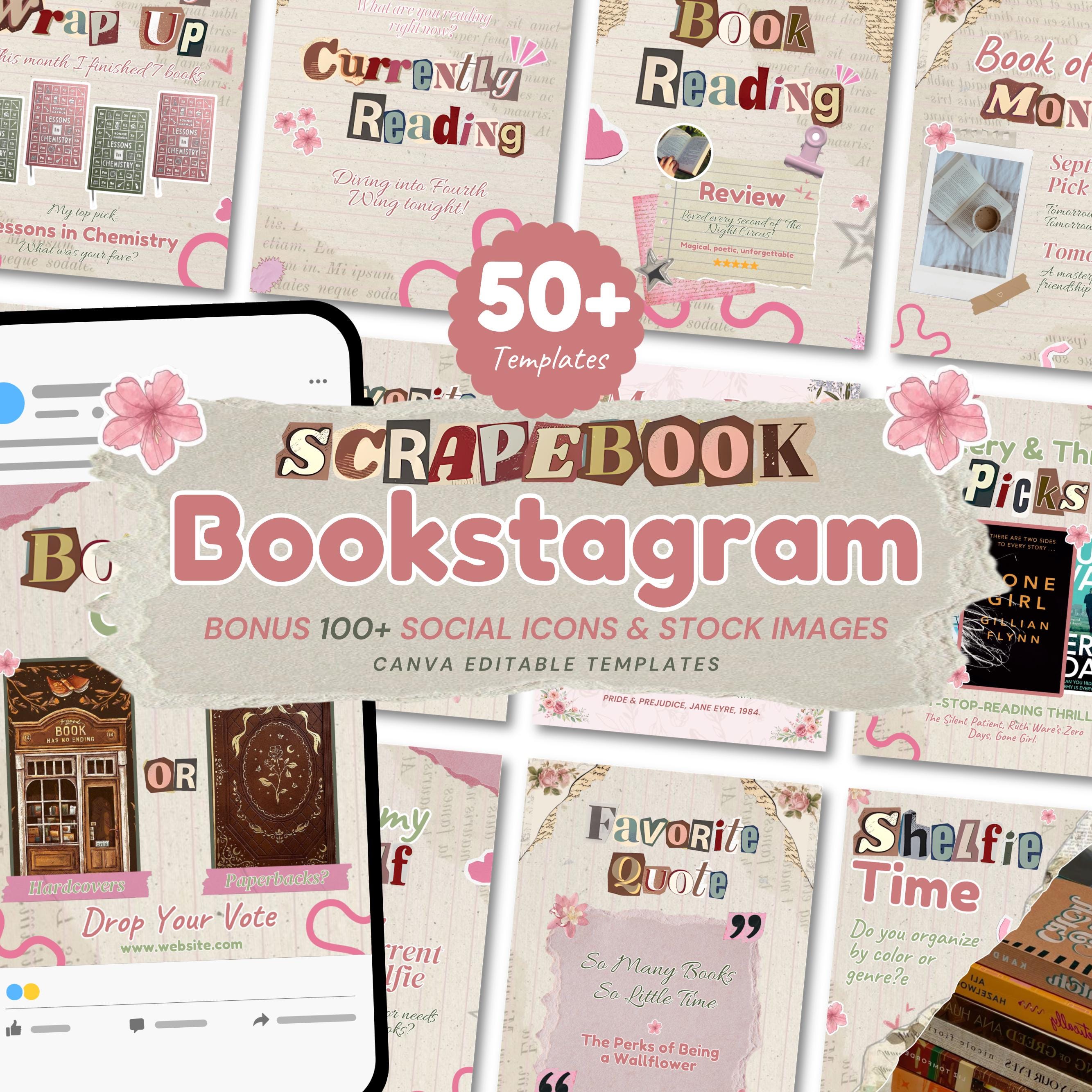 Scrapbook Themed Bookstagram Carousel & Booktok Instagram Post, Cozy Aesthetic Post for Book Lovers, Authors Bloggers Social Media Content