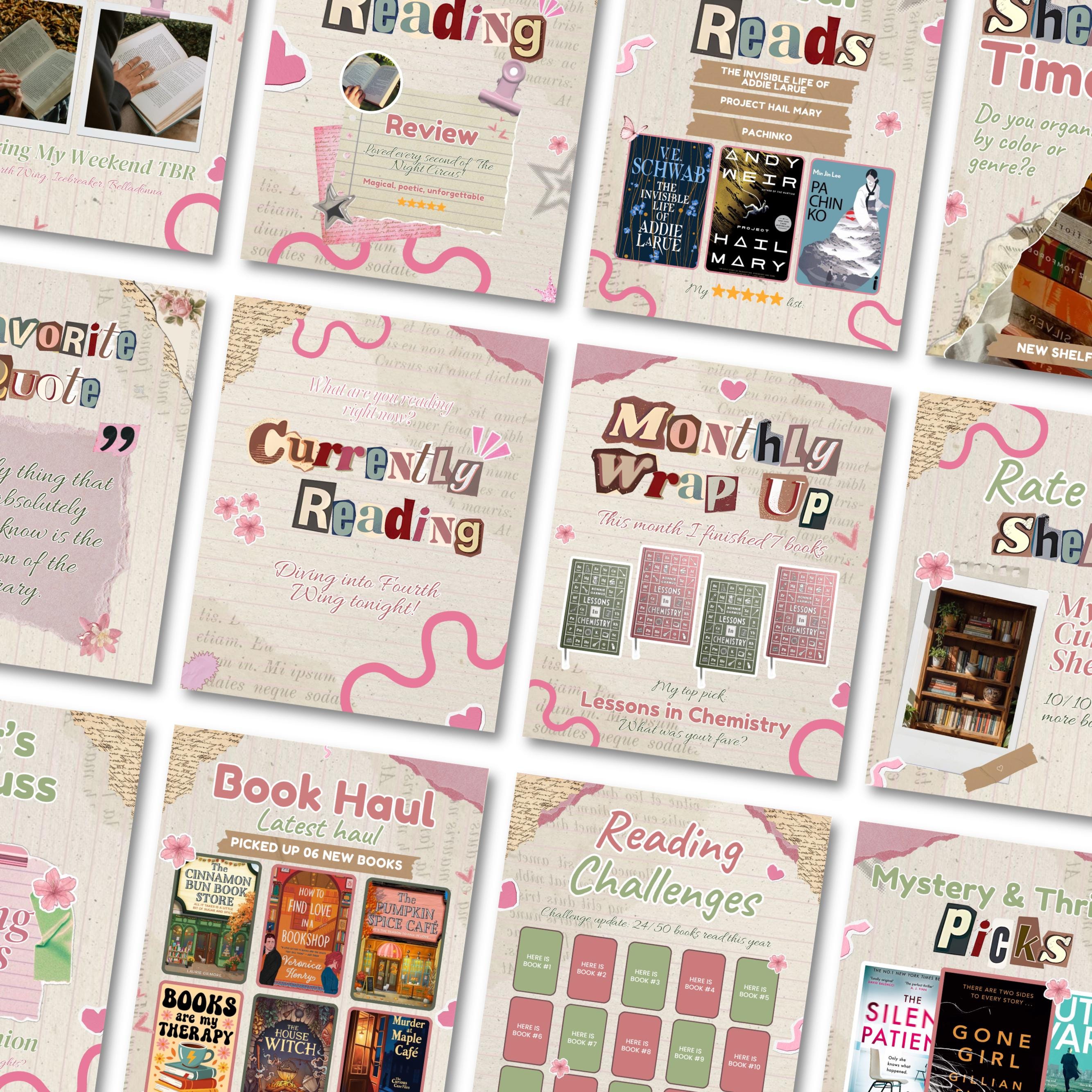 Scrapbook Themed Bookstagram Carousel & Booktok Instagram Post, Cozy Aesthetic Post for Book Lovers, Authors Bloggers Social Media Content