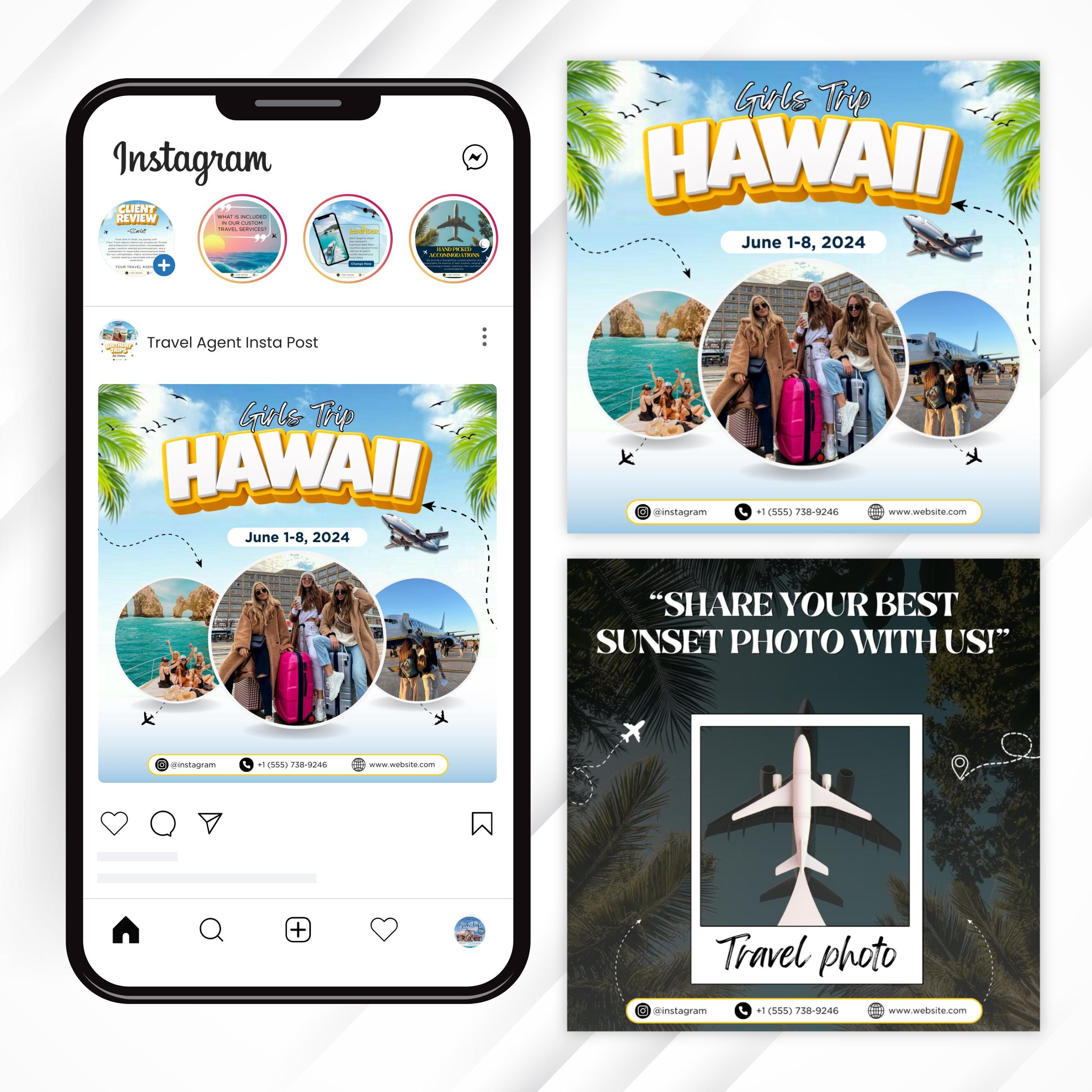 Travel Agent Instagram Posts Bundle, 30+ Travel Agent Social Media Templates, Travel Blogging Content, Travel Agency business Posts, Canva