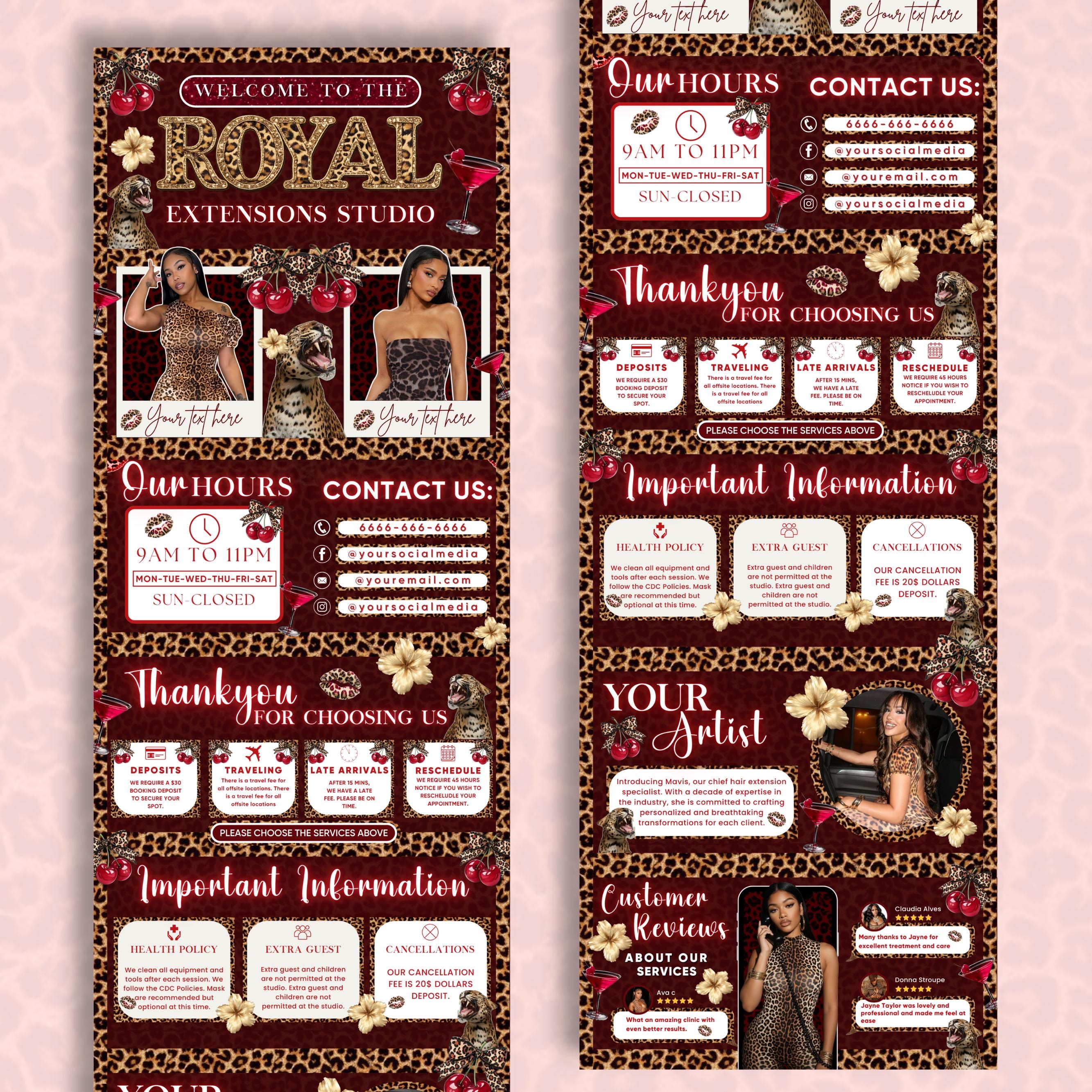 Cheetah Print Acuity Scheduling Template for Hair Stylists, Lash Techs and MUAs, Hairstylist Scheduling Website DIY Booking Site Canva