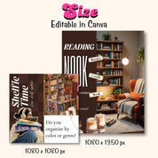 Aesthetic Bookstagram Carousel Template & Booktok Instagram Posts, Cozy Brownish Post for Book Lovers, Authors,Bloggers Social Media Content