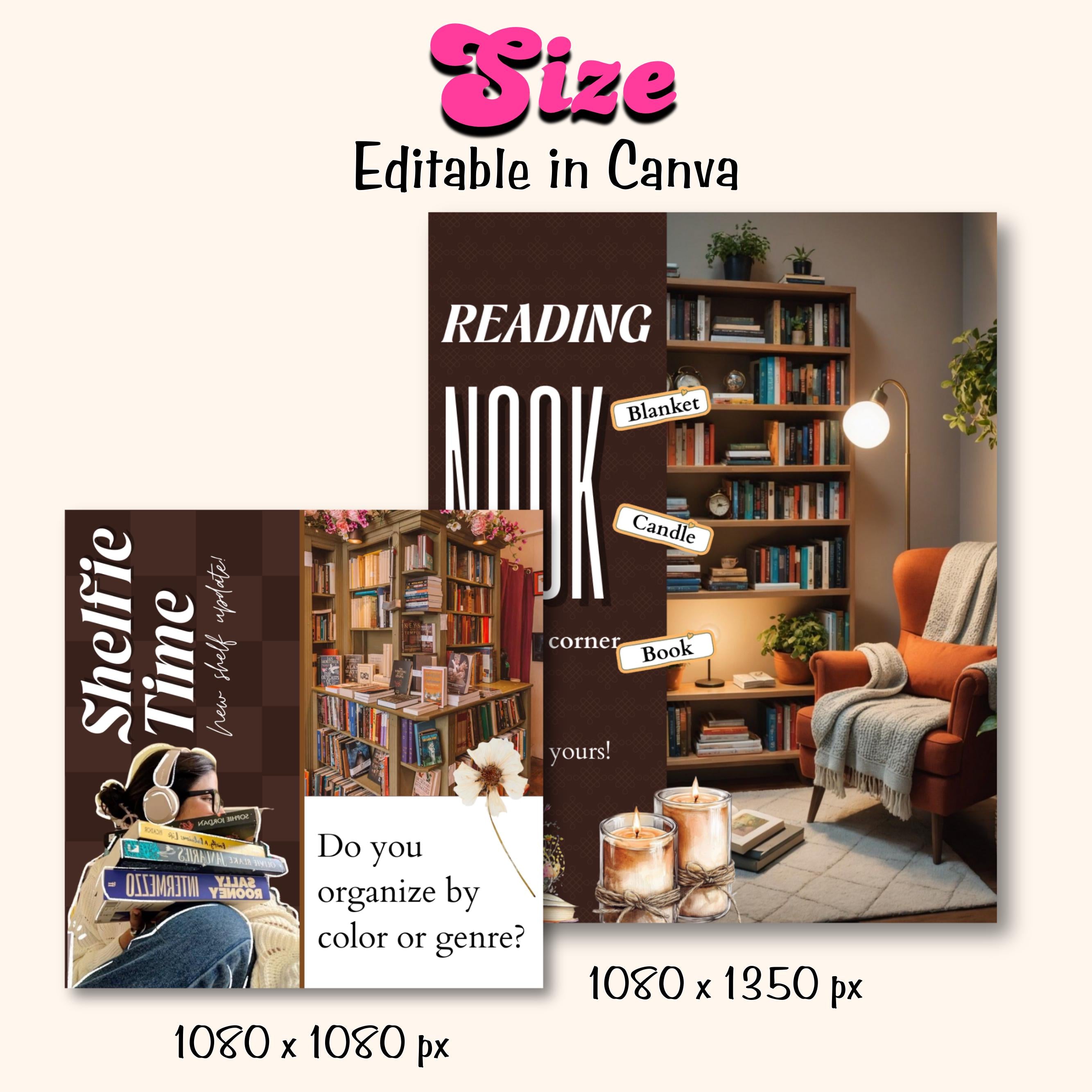 Aesthetic Bookstagram Carousel Template & Booktok Instagram Posts, Cozy Brownish Post for Book Lovers, Authors,Bloggers Social Media Content