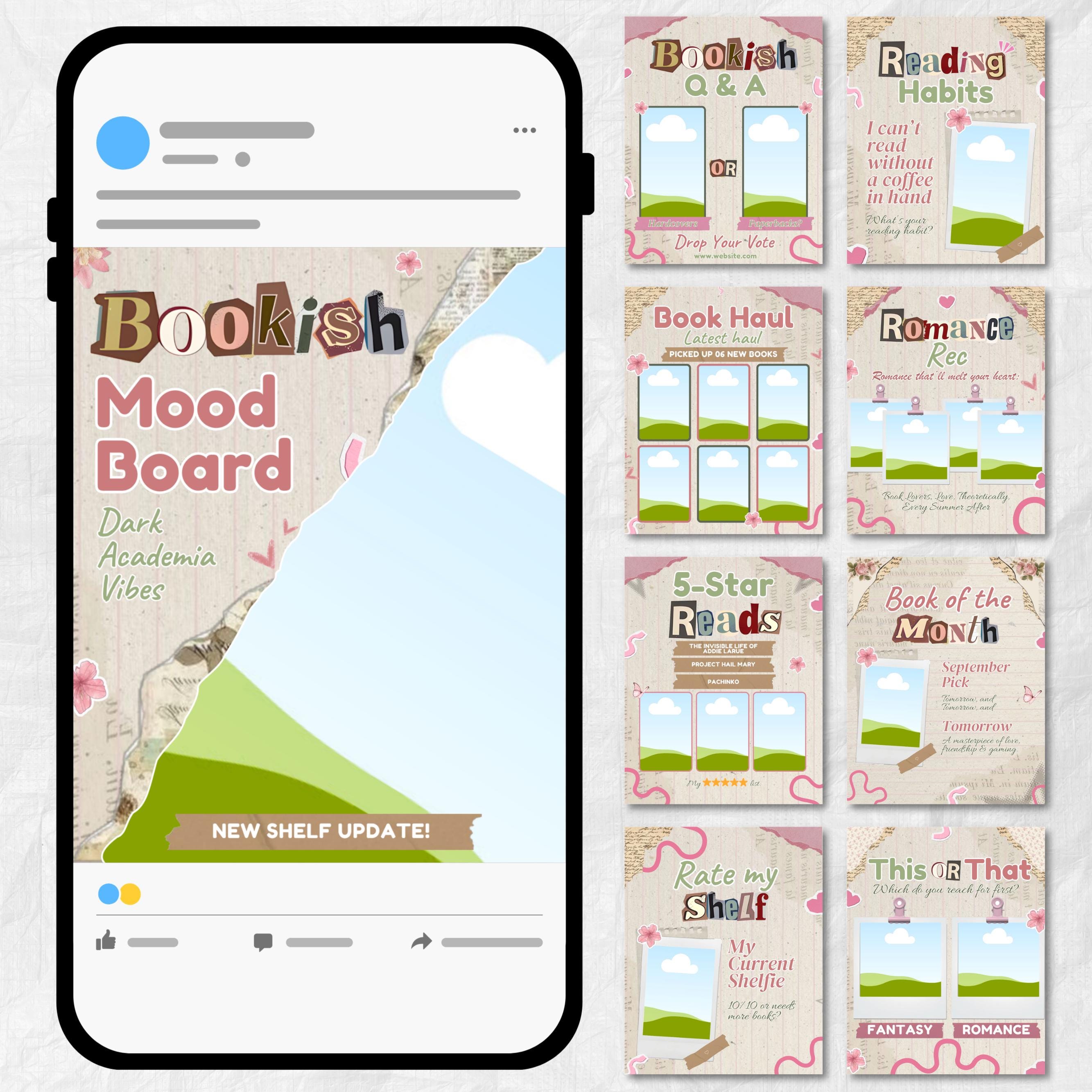Scrapbook Themed Bookstagram Carousel & Booktok Instagram Post, Cozy Aesthetic Post for Book Lovers, Authors Bloggers Social Media Content