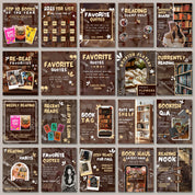 Brown Bookstagram Carousel Template & Booktok Instagram Posts, Cozy Aesthetic Canva for Book Lovers, Authors, Bloggers Social Media Content