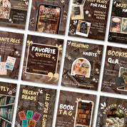Brown Bookstagram Template, Trendy IOS Cozy Bookish Instagram for Book Lovers,Authors,Readers,Influencer,Bloggers & Social Media Content