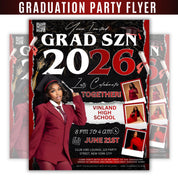 Graduation Party Flyer, Grad Szn Invitation, Class of 2026, Grad Party Invite, Grad Night Club Flyer, Diy Flyer, Grad Celebration Template