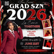 Graduation Party Flyer, Grad Szn Invitation, Class of 2026, Grad Party Invite, Grad Night Club Flyer, Diy Flyer, Grad Celebration Template