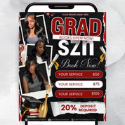 Graduation Booking Flyer, Grad Szn 2026 Special Flyer, Graduation Deals, Grad Books Open, Graduation Nail booking flyer, Hair,LashTech Flyer