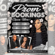 Prom Bookings Flyer, Prom Hair Flyer, Prom Queen MUA Flyer, Prom Sales Flyer, Prom Hairstylist Nails Lashes Makeup BraidsFlyer,MUAFlyerCanva