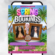 Spring Booking Flyer, Spring Discount Booking, Spring Break Sale Flyer, DIY Flyer Template, Spring Flyer, Hair Lash Nail Makeup Braids Wigs