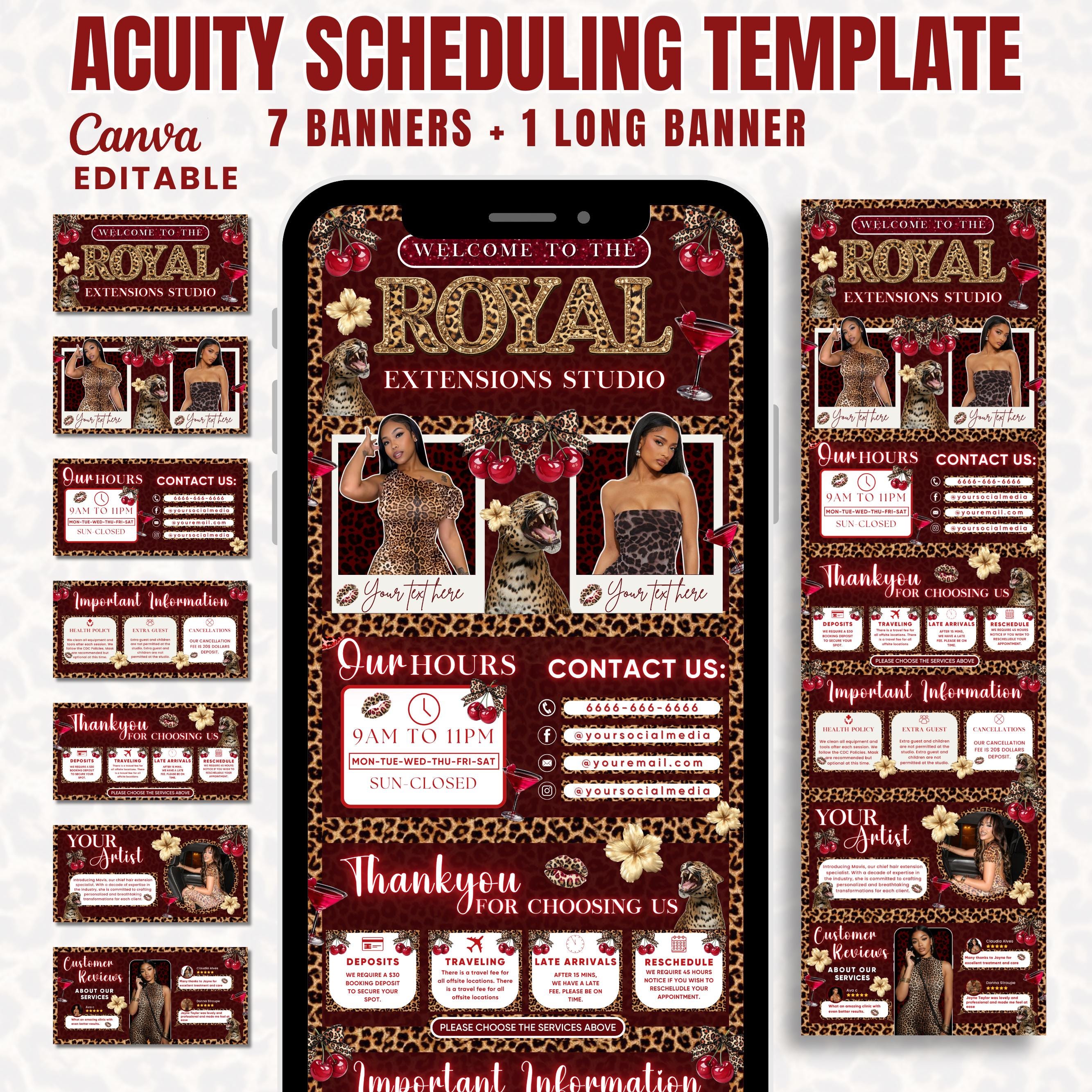 Cheetah Print Acuity Scheduling Template for Hair Stylists, Lash Techs and MUAs, Hairstylist Scheduling Website DIY Booking Site Canva