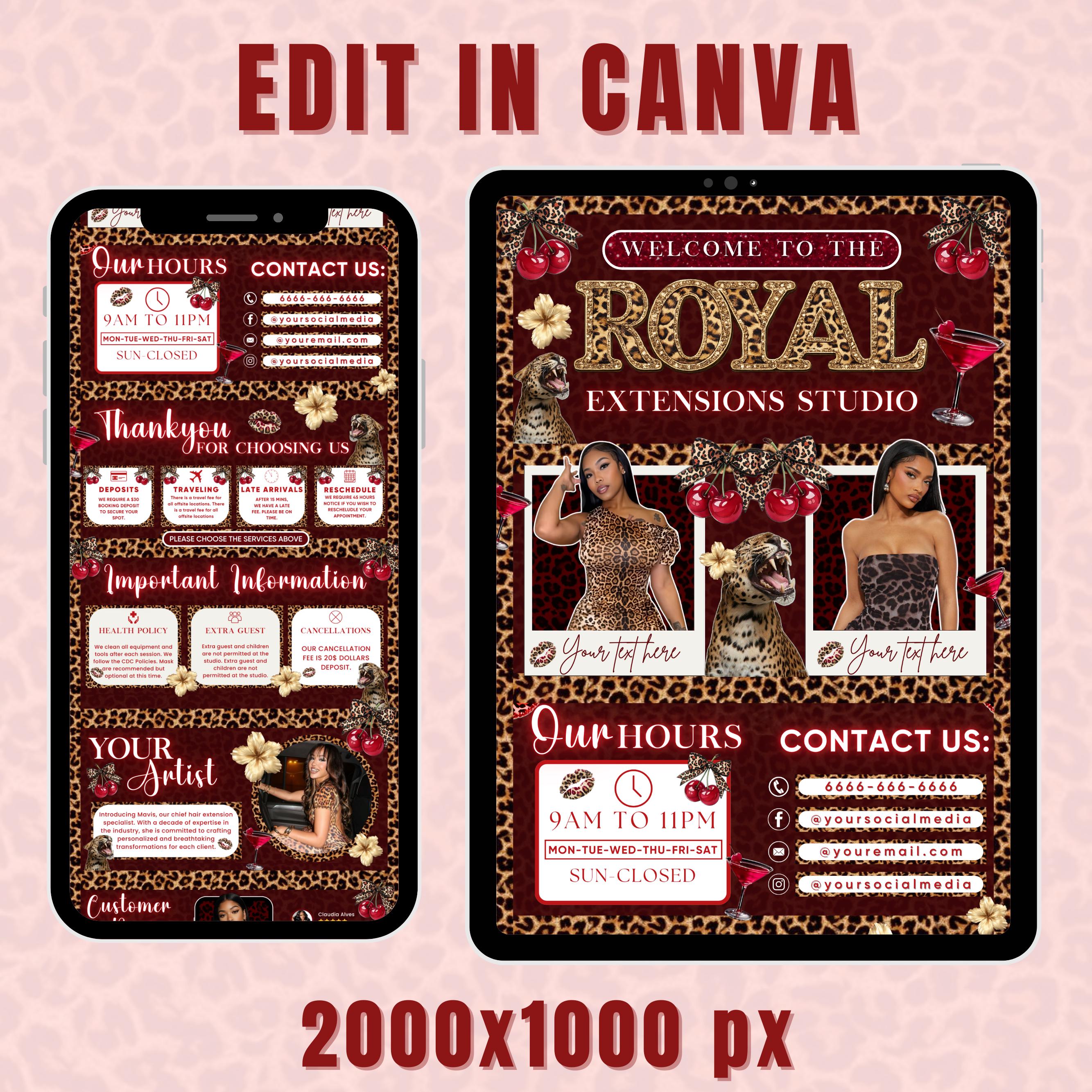 Cheetah Print Acuity Scheduling Template for Hair Stylists, Lash Techs and MUAs, Hairstylist Scheduling Website DIY Booking Site Canva