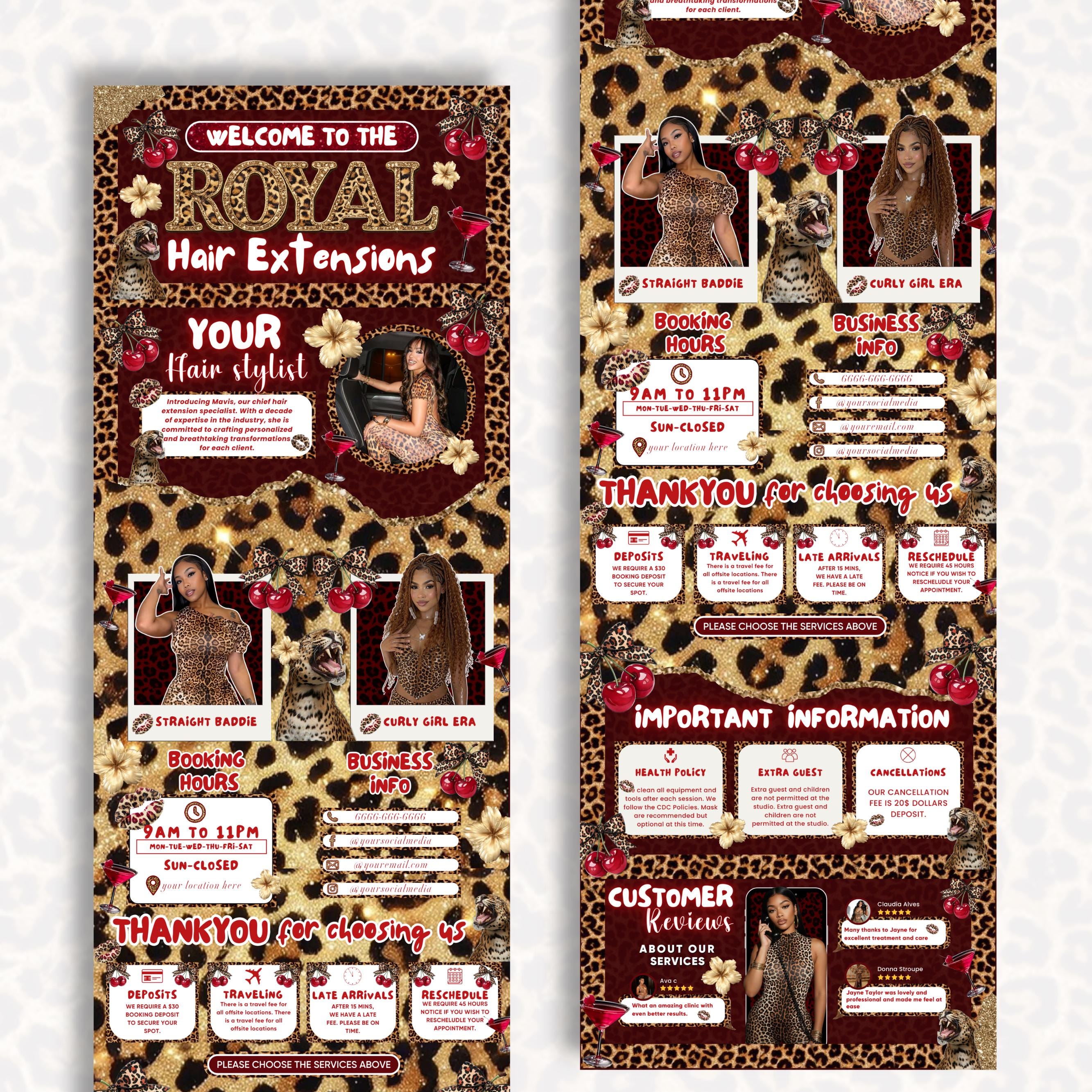 Cheetah Print Acuity Scheduling Template for Hair Stylists, Lash Techs and MUAs, Hairstylist Scheduling Website DIY Booking Site Canva