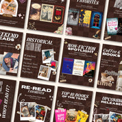 Aesthetic Bookstagram Carousel Template & Booktok Instagram Posts, Cozy Brownish Post for Book Lovers, Authors,Bloggers Social Media Content