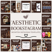 Aesthetic Bookstagram Carousel Template & Booktok Instagram Posts, Cozy Brownish Post for Book Lovers, Authors,Bloggers Social Media Content