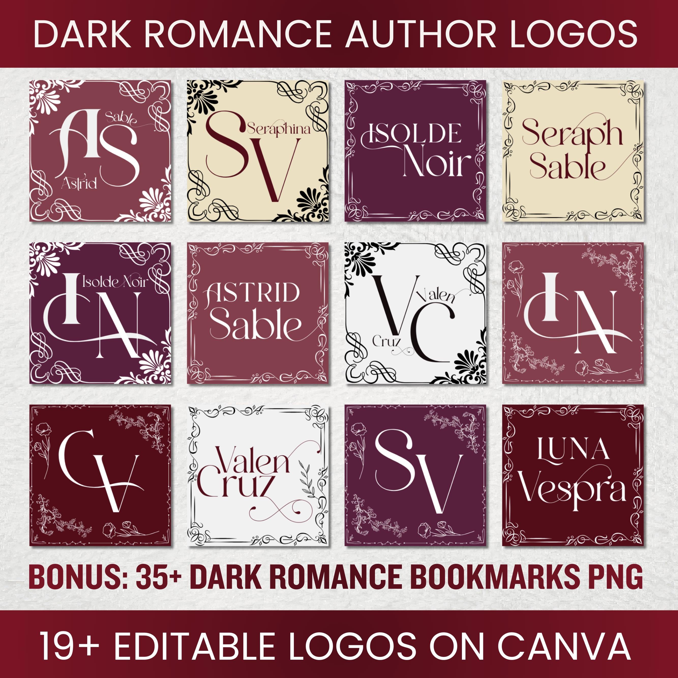 20+ Dark Romance Author Logo Design | Canva DIY Template | Customizable logo design | Gothic romantic pomegranate indie author elegant logo