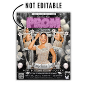 Black and Silver Prom Queen Flyer, Vote for Prom Queen Flyer, Prom Send Off Flyer, Prom Invitation Flyer, Prom Queen Flyer, Canva Template