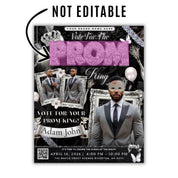 Black and Silver Prom King Flyer, Vote for Prom King Flyer, Prom Send Off Flyer, Prom Invitation Flyer, Prom King Flyer, Canva Template