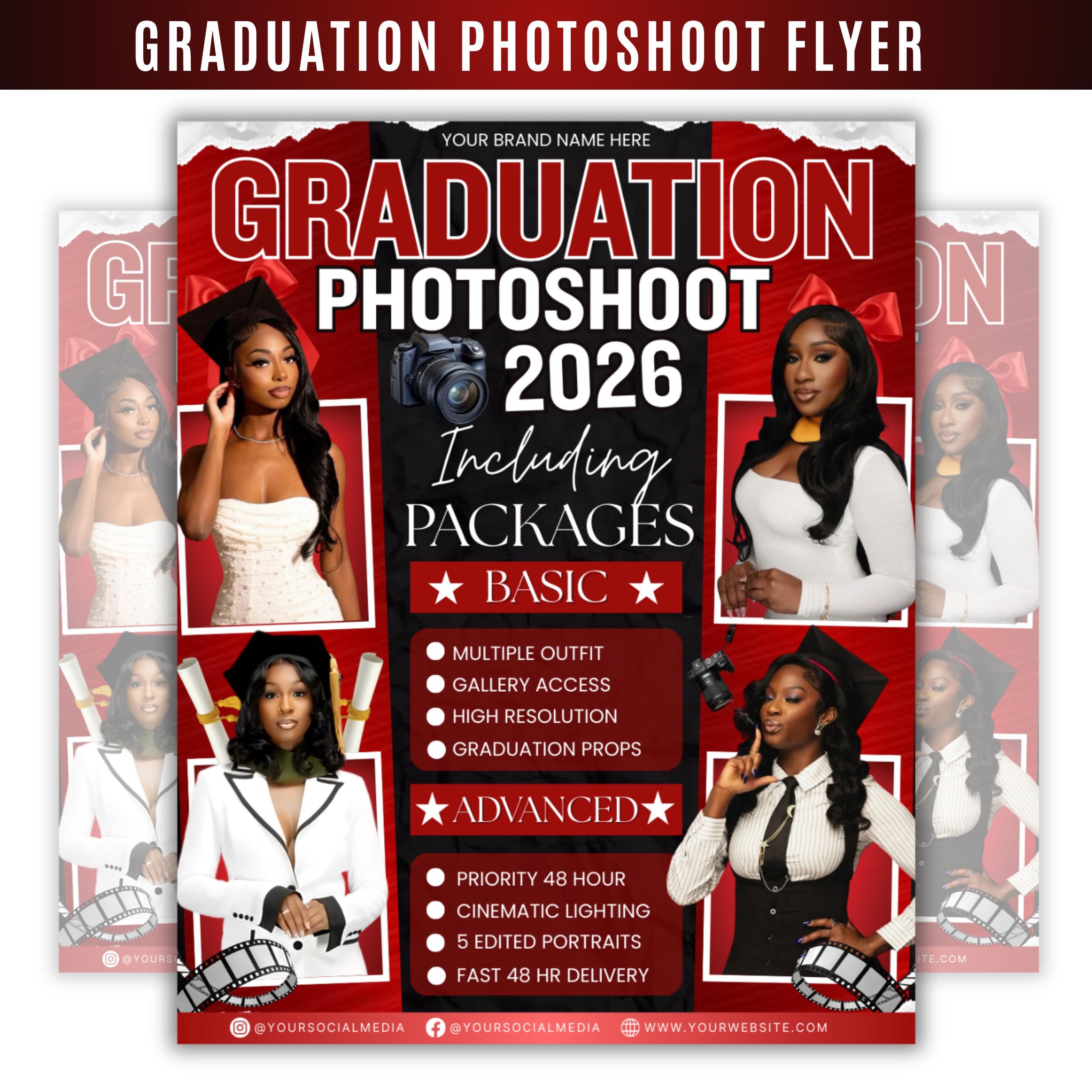 Graduation Photoshoot Flyer, Graduation Photos Flyer, Photographer Flyer, Grad Photo Shoot Flyer, Graduation Season Flyer, Canva Template,