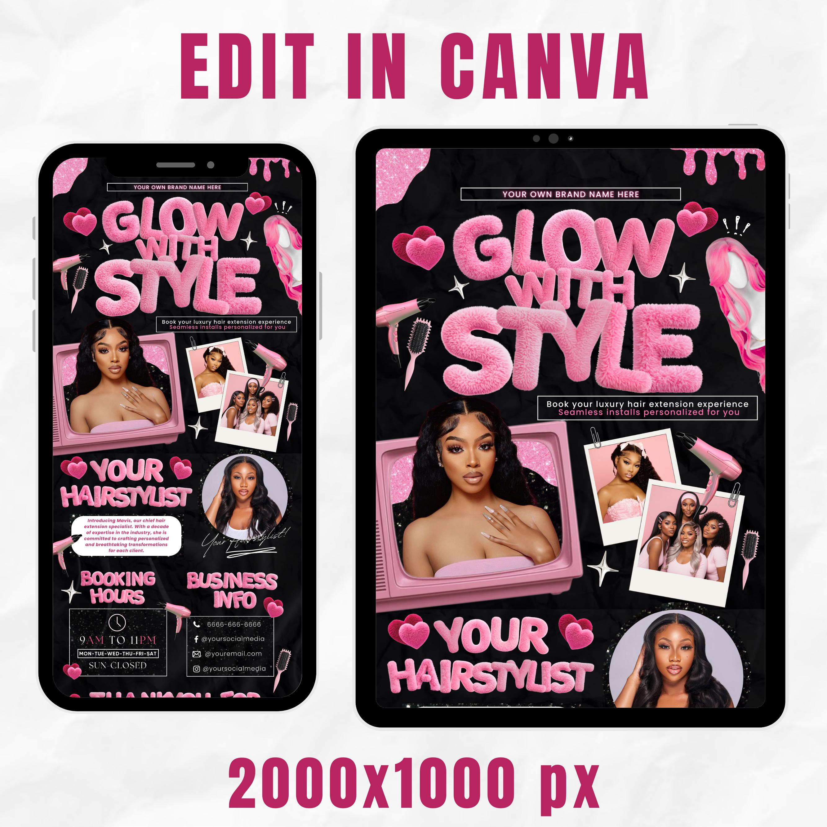 Black and Pink Acuity Scheduling Template for Hair Stylists, Lash Techs and MUAs, Hairstylist Scheduling Website, DIY Booking Site Canva