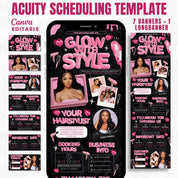 Black and Pink Acuity Scheduling Template for Hair Stylists, Lash Techs and MUAs, Hairstylist Scheduling Website, DIY Booking Site Canva