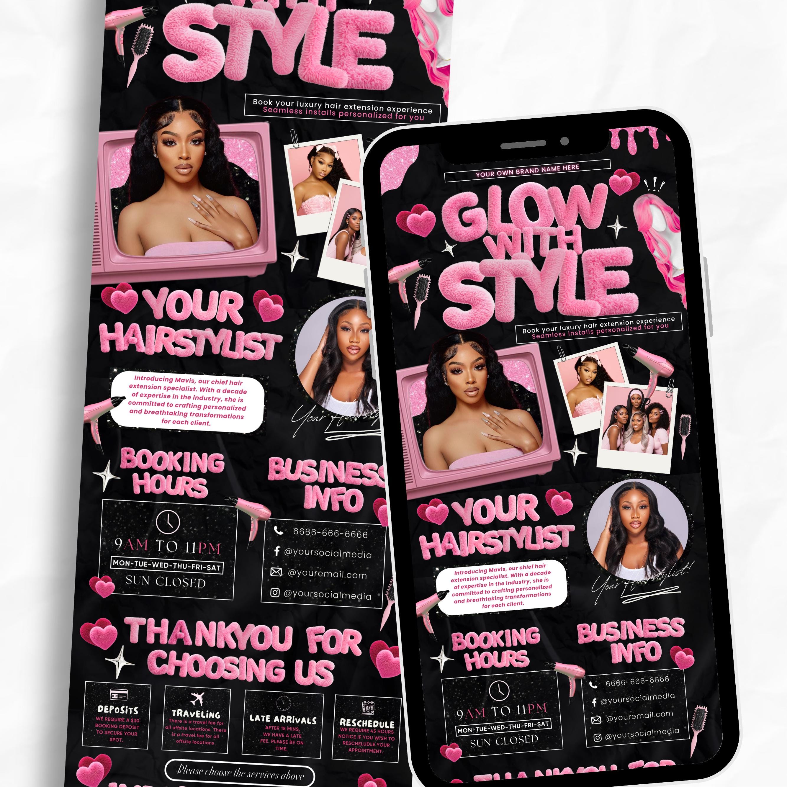 Black and Pink Acuity Scheduling Template for Hair Stylists, Lash Techs and MUAs, Hairstylist Scheduling Website, DIY Booking Site Canva