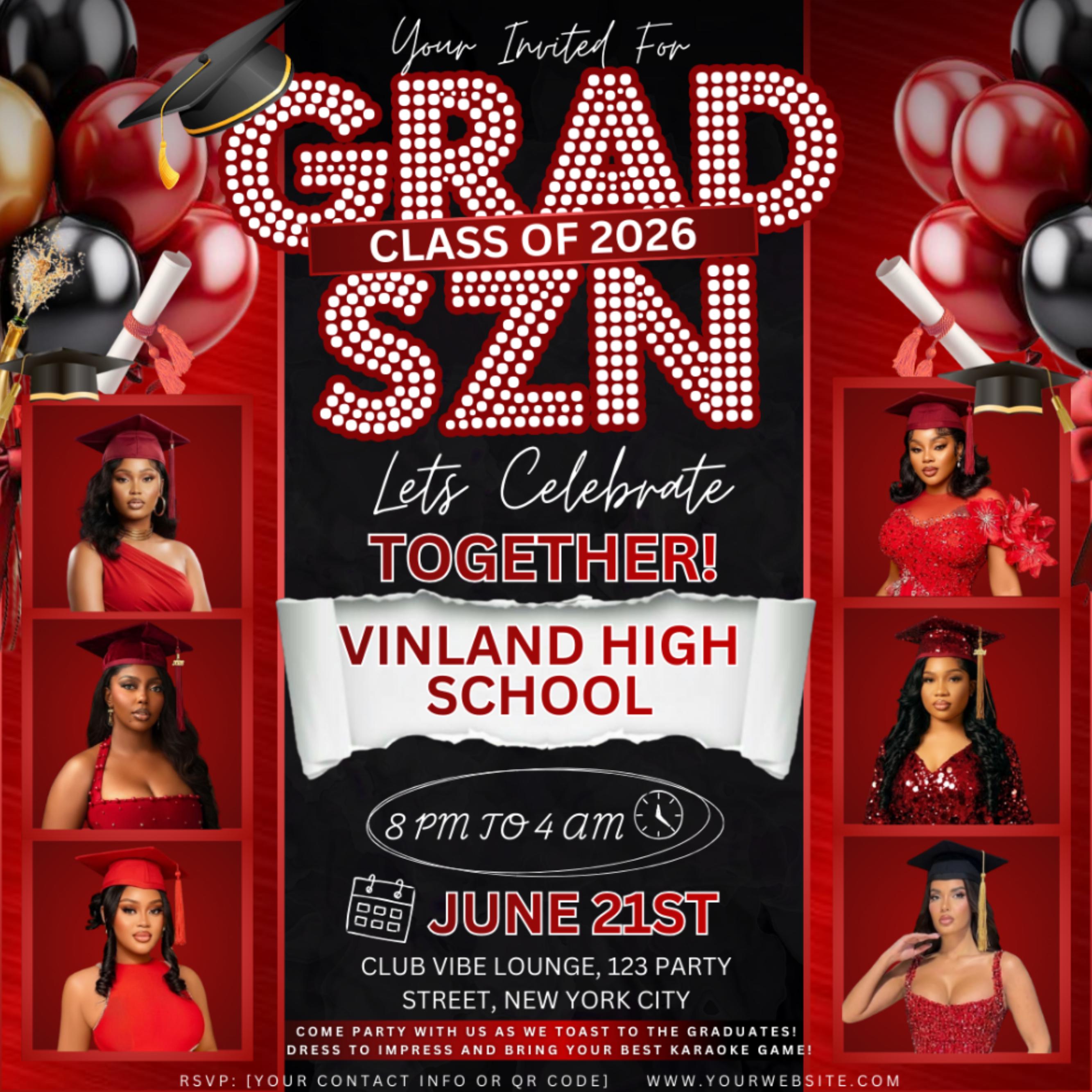 Class of 2026 Graduation Flyer, Editable Graduation Announcement Flyer, College High School Grad Celebration Party Canva Flyer