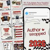 Bookstagram Monthly Wrap Up Template, Author Wrap Up Instagram poste, Book Marketing Canva Templates, Author Engagement, Romance Author Post