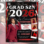 Graduation Party Flyer, Grad Szn Invitation, Class of 2026, Grad Party Invite, Grad Night Club Flyer, Diy Flyer, Grad Celebration Template