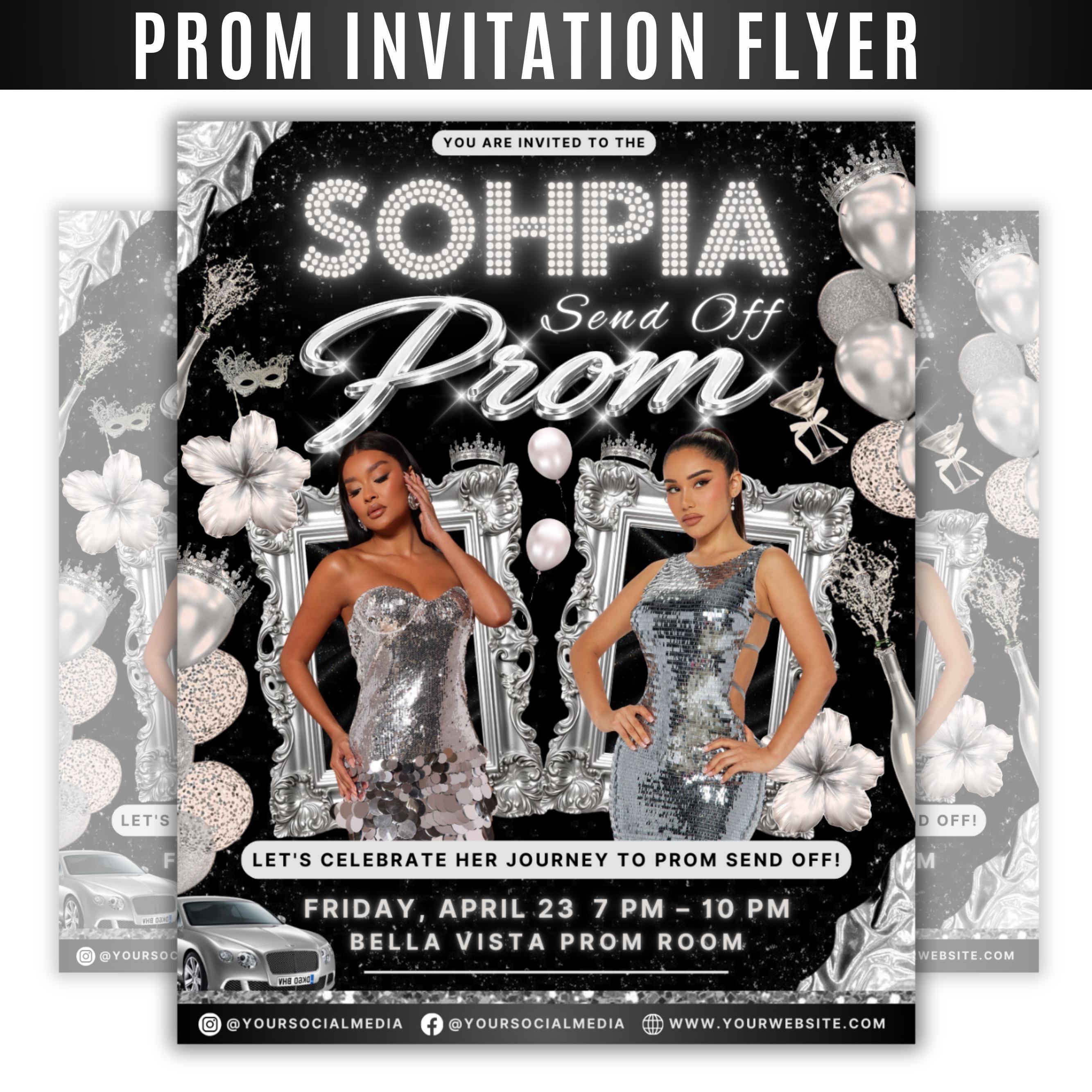 Prom Invitation, Prom Send Off Flyer, Prom Invitation Flyer, Prom Queen Flyer, Prom Sale Flyer, Prom Party Invite, Editable Canva Template