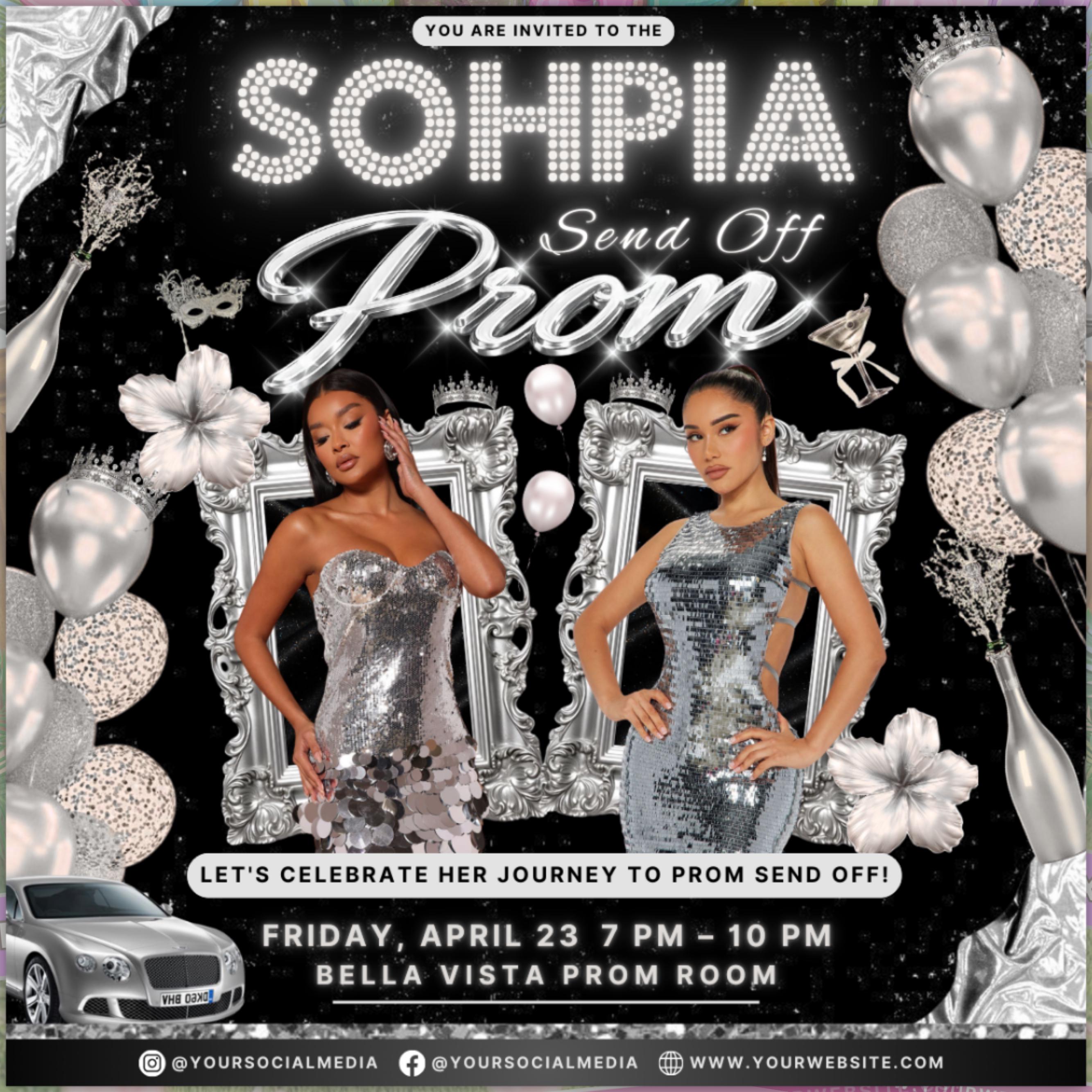 Prom Invitation, Prom Send Off Flyer, Prom Invitation Flyer, Prom Queen Flyer, Prom Sale Flyer, Prom Party Invite, Editable Canva Template