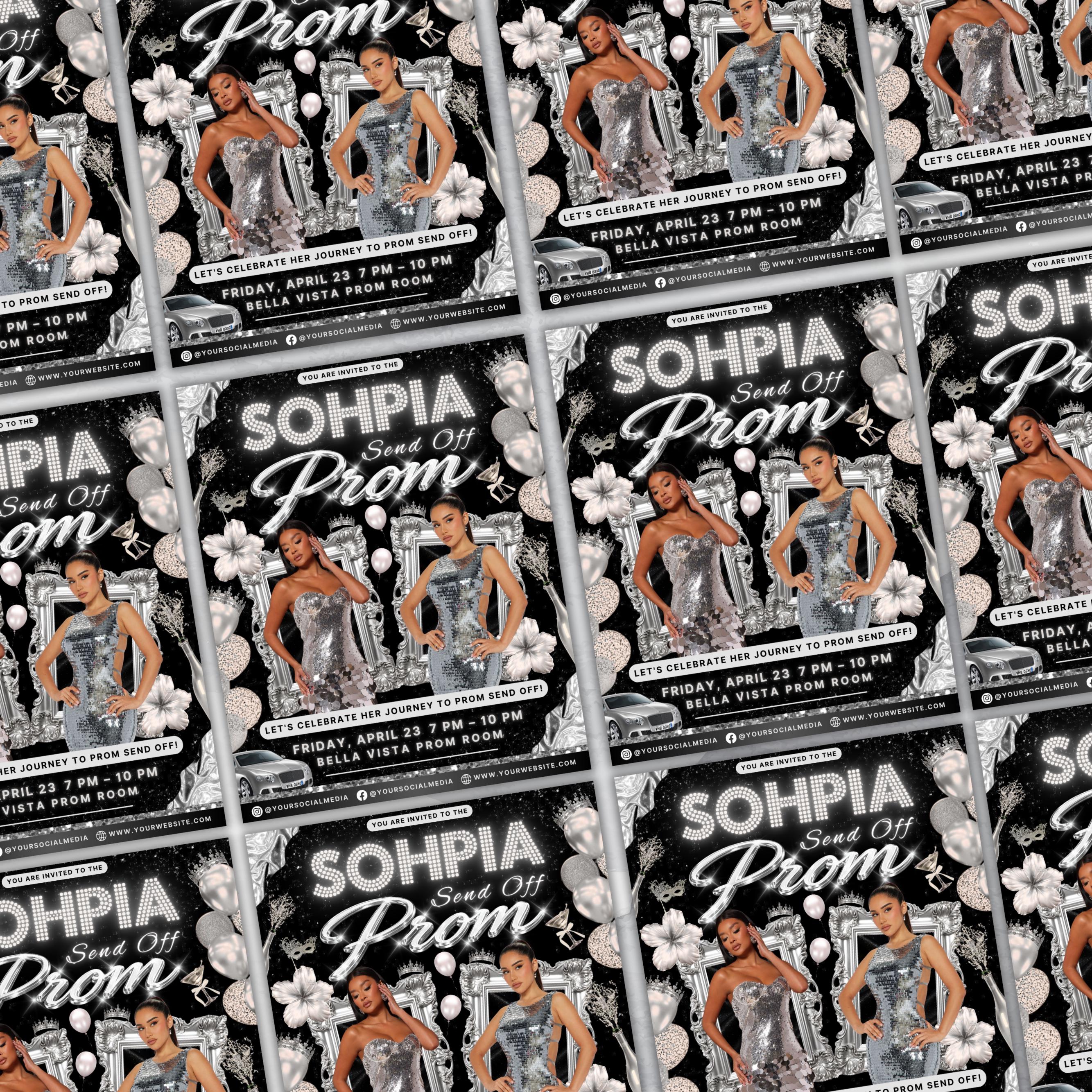 Prom Invitation, Prom Send Off Flyer, Prom Invitation Flyer, Prom Queen Flyer, Prom Sale Flyer, Prom Party Invite, Editable Canva Template