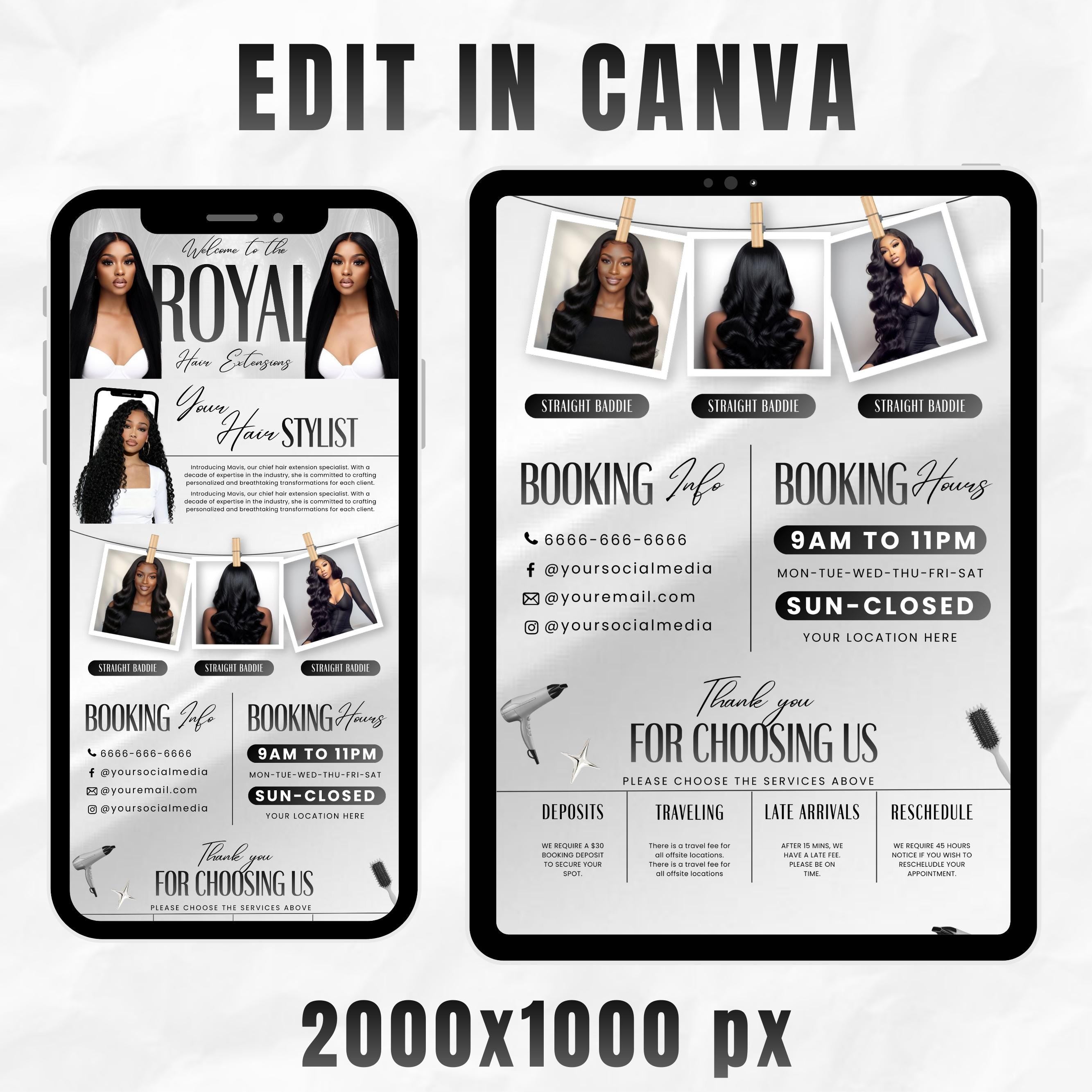 Acuity Scheduling Template For Hair Lash Nail Makeup Website Banners, Black & White Acuity Scheduling HairStylists MUA Booking CanvaTemplate
