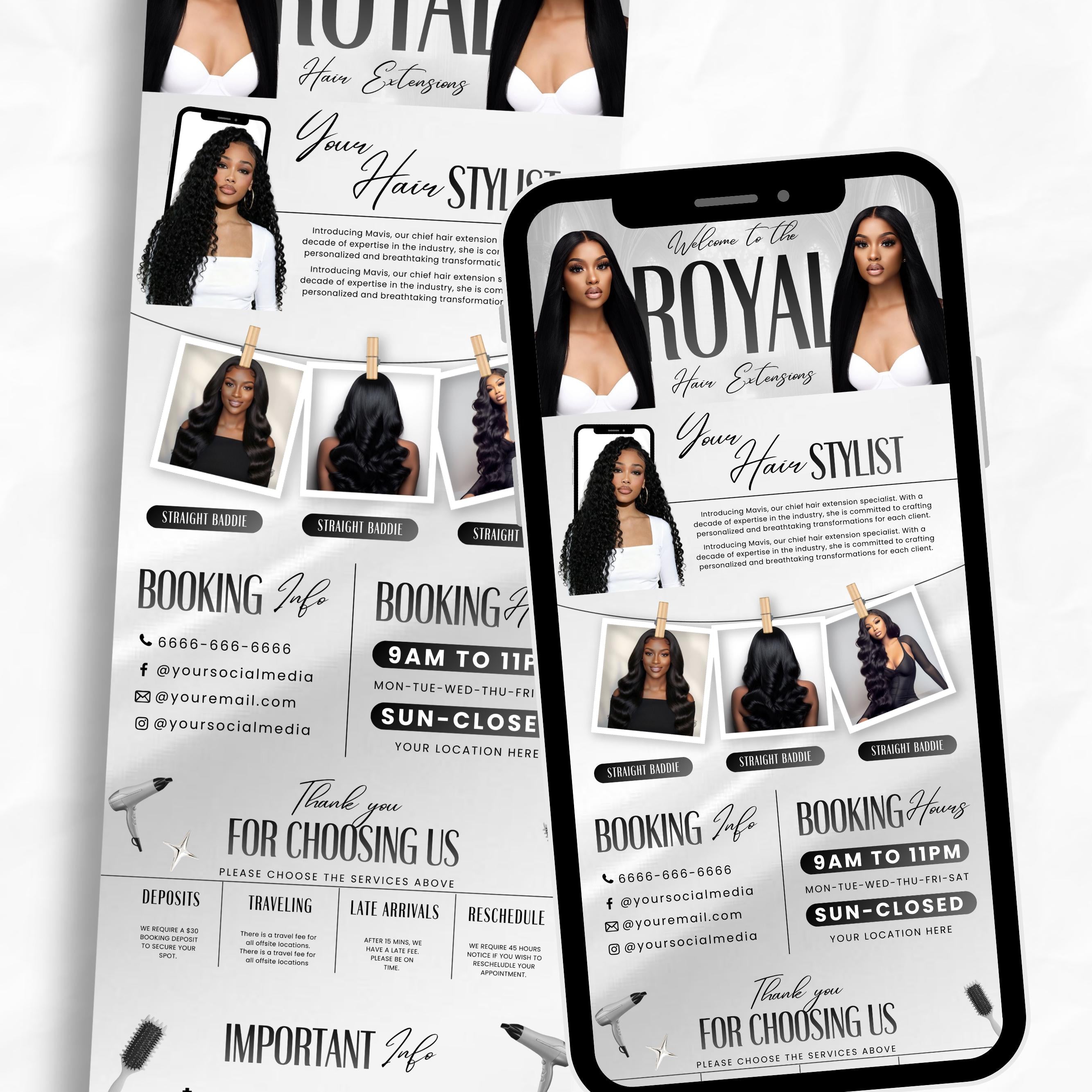 Acuity Scheduling Template For Hair Lash Nail Makeup Website Banners, Black & White Acuity Scheduling HairStylists MUA Booking CanvaTemplate